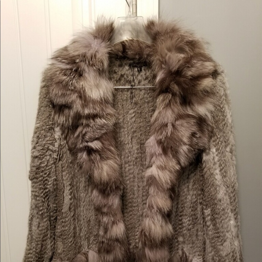 Geniune fur/fox silver grey jacket